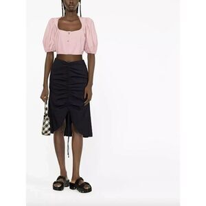 (NWOT) GANNI Drapey melange cropped zipper blouse pink size 8-10
